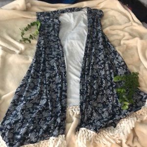 Hippie Fringed Long Vest Size S/M